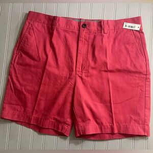 Amazon Essentials Flat Front Chino Shorts Men 38 Washed Red Slim Fit Pockets NWT